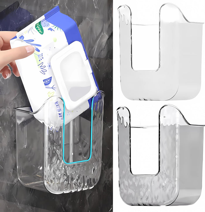 FRYTEPUYE Flushable Wipes Dispenser Wipe Dispenser For BathroomWipes Dispenser Wall Mounted Tissue Box Holder Wipes Dispenser For Kitchen Bathroom (Grey+White)