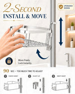 Rustproof Shower Corner Caddy Organizer for Bathroom, 4 Adjustable Shelves with Tension Pole, for Bathtub Shampoo Accessories Storage Holder, 34 to 116 Inch Height, Silver