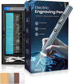 Vanlgs Engraving Pen for Metal, Wood, Glass, Plastic, Cordless DIY Etching Tool with LED Light, 5 Variable Speed, Rechargeable 31Bits Craft Kit Gifts for Teens Adults Beginners (Grey Pro)