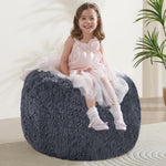 Bean Bag Cover (No Filler) Soft Faux Fur Stuffed Animal Bean Bag Storage, Fluffy Plush Bean Bag Chair Cover Washable, Comfy Bean Bag Covers for Adults Kids Teens
