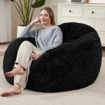 Bean Bag Cover (No Filler) Soft Faux Fur Stuffed Animal Bean Bag Storage, Fluffy Plush Bean Bag Chair Cover Washable, Comfy Bean Bag Covers for Adults Kids Teens