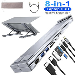 8-in-1 Laptop Dock Stand — One Cable, 8 Ports, Zero Neck Pain