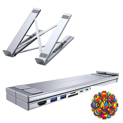 8-in-1 Laptop Dock Stand — One Cable, 8 Ports, Zero Neck Pain