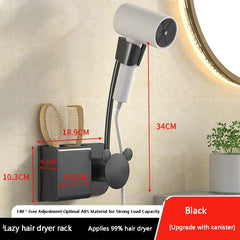 360° Hair Dryer Holder — Hands-Free Styling for Any Mirror or Wall