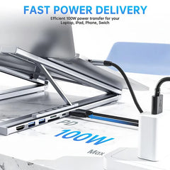 8-in-1 Laptop Dock Stand — One Cable, 8 Ports, Zero Neck Pain