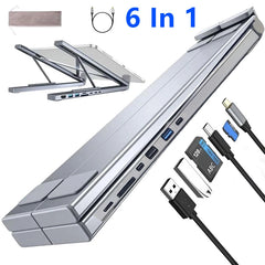 8-in-1 Laptop Dock Stand — One Cable, 8 Ports, Zero Neck Pain