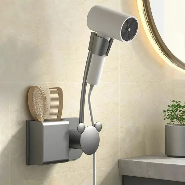 360° Hair Dryer Holder — Hands-Free Styling for Any Mirror or Wall