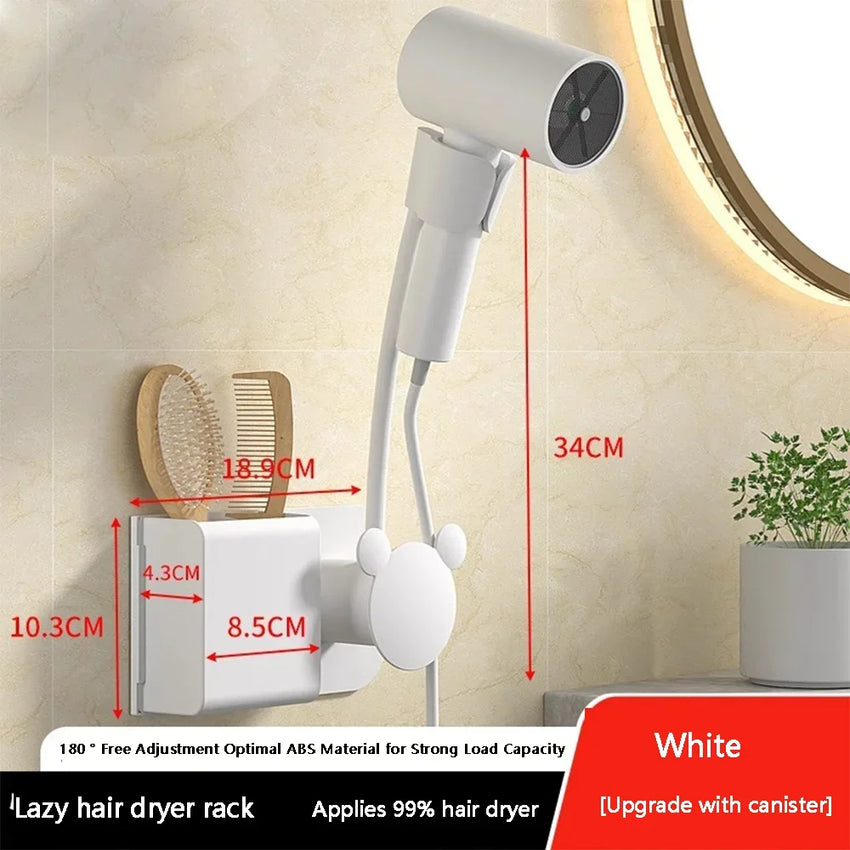 360° Hair Dryer Holder — Hands-Free Styling for Any Mirror or Wall